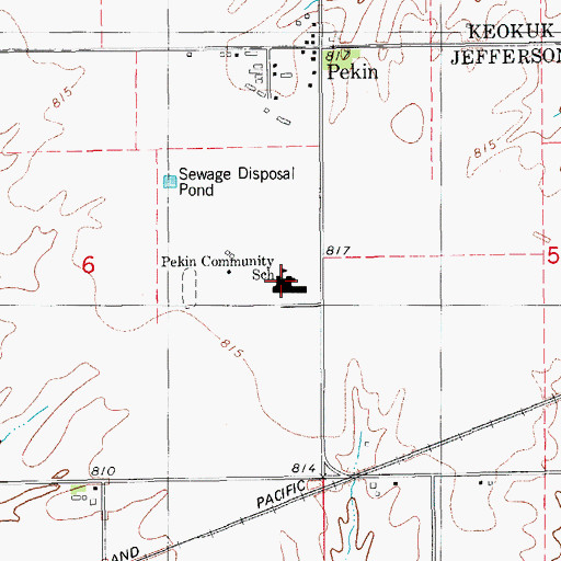 Topographic Map of Pekin High School, IA