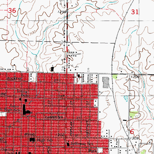 Topographic Map of Mayflower Heritage Christian School, IA
