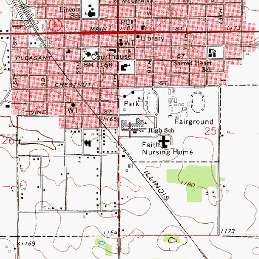 Topographic Map of Osage Middle School, IA