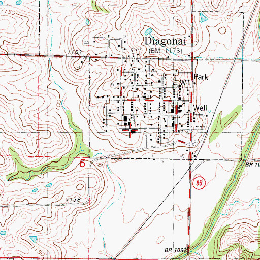 Topographic Map of Diagonal Middle / High School, IA