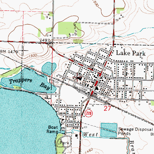 Topographic Map of Harris - Lake Park Elementary School, IA