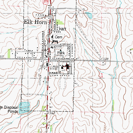 Topographic Map of Exira - Elk Horn - Kimballton High School, IA