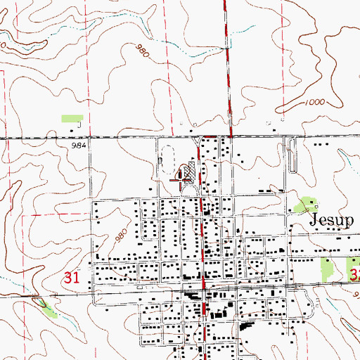 Topographic Map of Jesup High School, IA