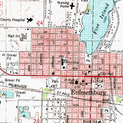 Topographic Map of West Elementary School, IA