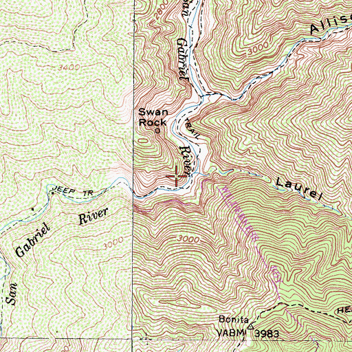 Topographic Map of Laurel Gulch, CA