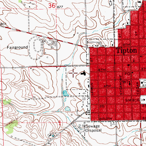 Topographic Map of Tipton Middle School, IA