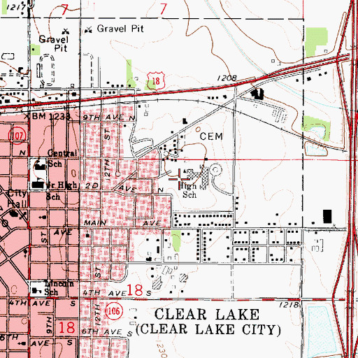 Topographic Map of Clear Lake Middle School, IA