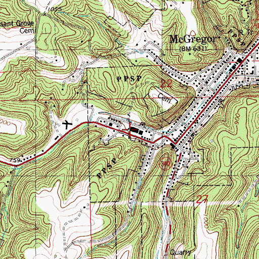 Topographic Map of MFL MarMac Intermediate School, IA