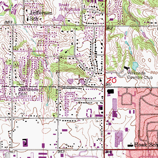 Topographic Map of Des Moines Adventist School, IA