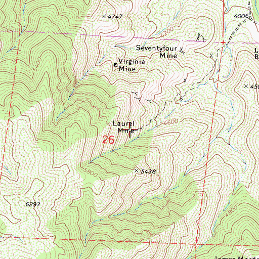 Topographic Map of Laurel Mine, CA