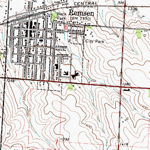 Topographic Map of Remsen - Union Junior High School, IA