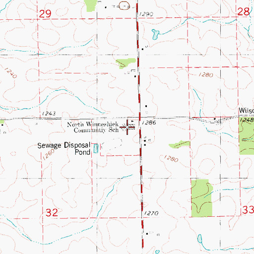 Topographic Map of North Winneshiek Elementary School, IA