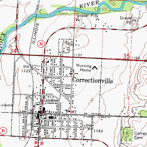 Topographic Map of River Valley Alternative High School, IA