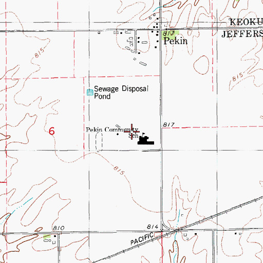 Topographic Map of Pekin Middle School, IA