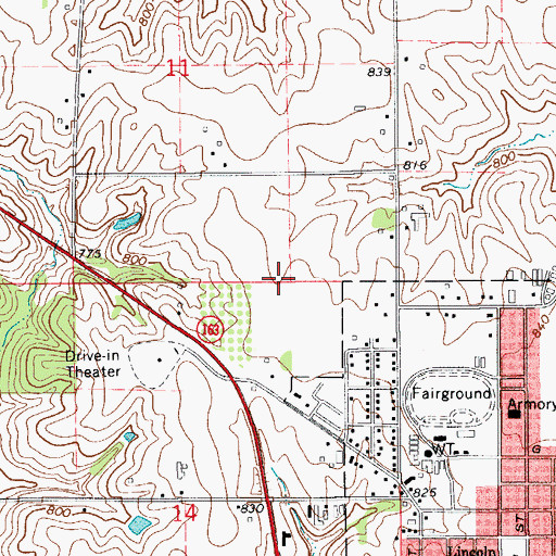 Topographic Map of Oskaloosa Elementary School, IA