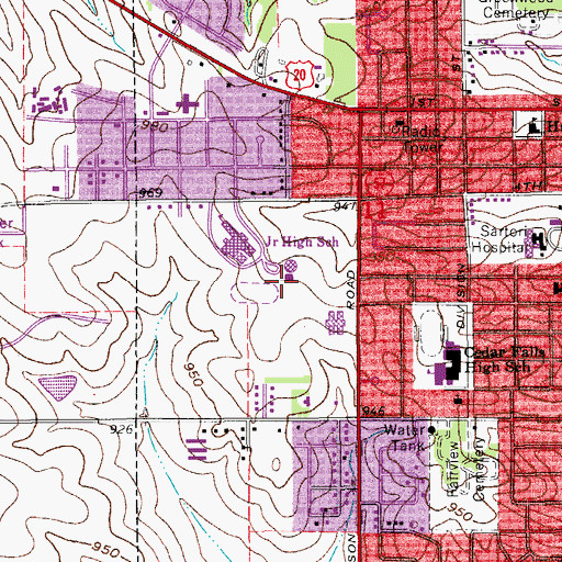 Topographic Map of Helen A Hansen Elementary School, IA