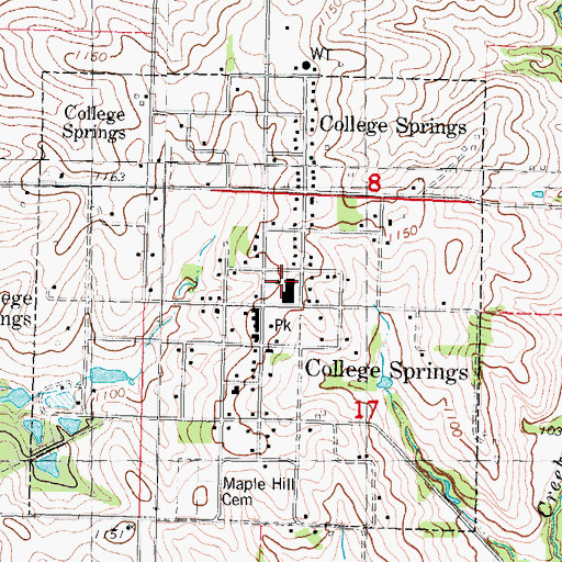 Topographic Map of South Page Middle / High School, IA