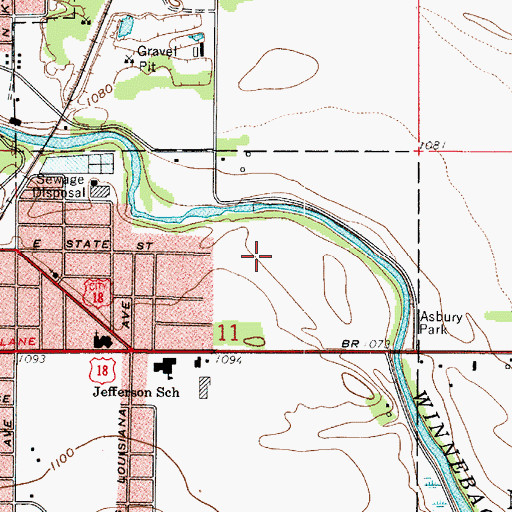 Topographic Map of Mason City Alternative School, IA