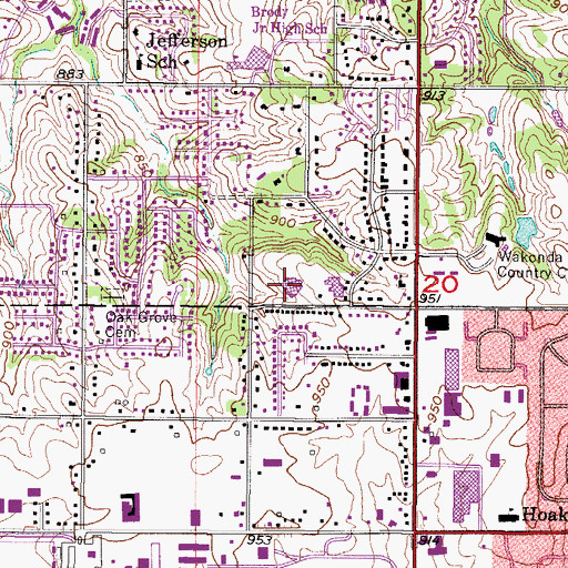 Topographic Map of Jefferson Elementary School, IA