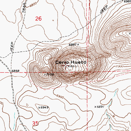 Topographic Map of Cerro Hueco, AZ