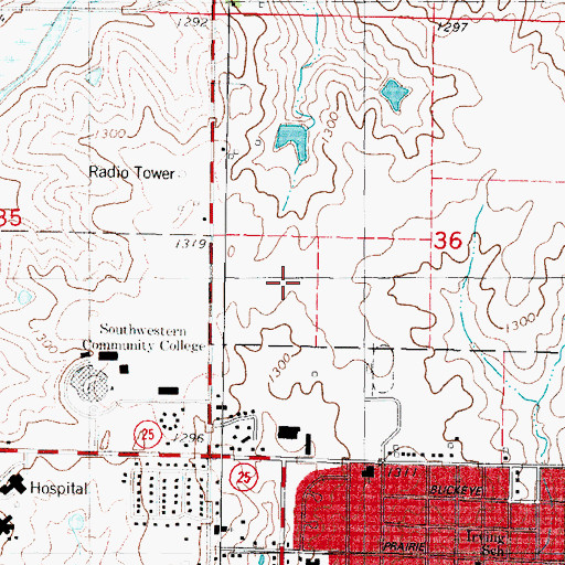 Topographic Map of Creston Middle School, IA