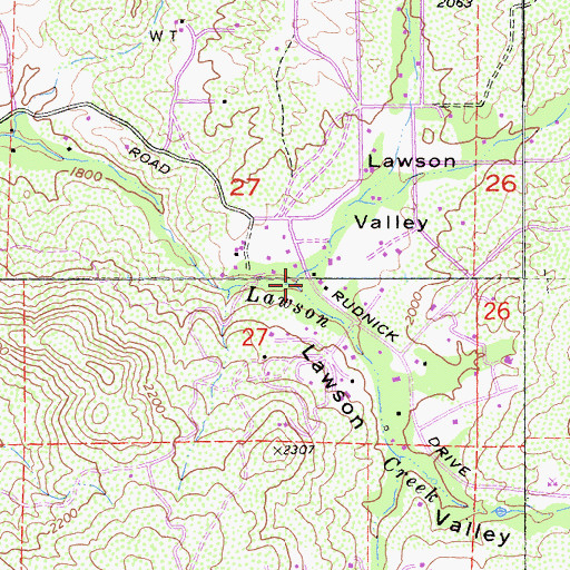 Topographic Map of Lawson Valley, CA