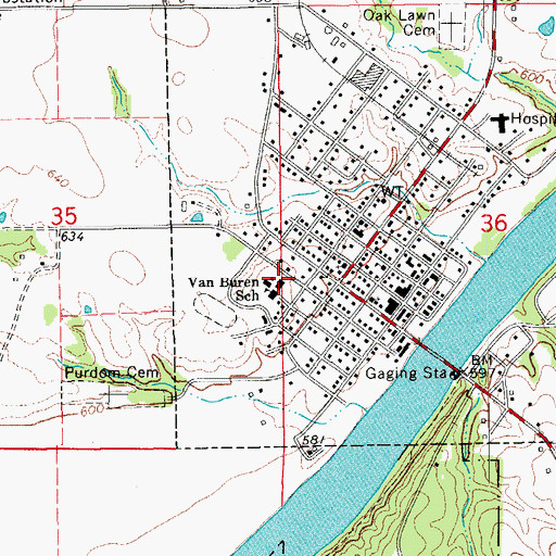Topographic Map of Van Buren Middle School, IA