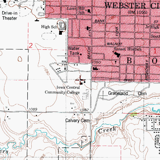 Topographic Map of Hamilton Regional High School, IA