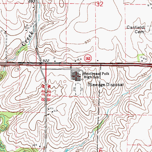 Topographic Map of Southeast Polk Junior High School, IA