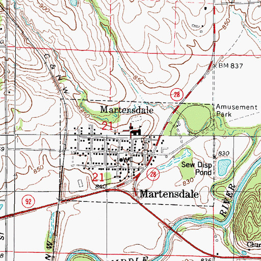 Topographic Map of Martensdale - Saint Marys Junior / Senior High School, IA