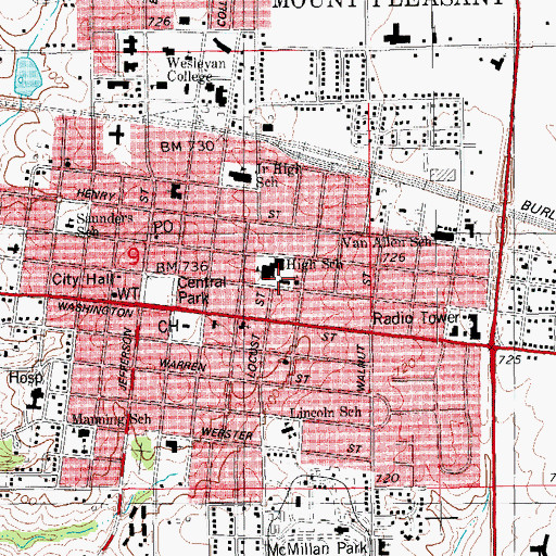 Topographic Map of WisdomQuest Alternative High School, IA