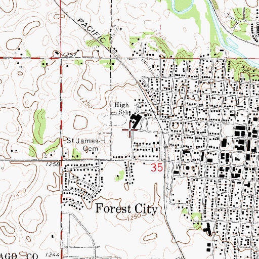 Topographic Map of Forest City Middle School, IA
