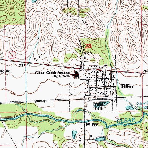 Topographic Map of Clear Creek Amana Middle School, IA