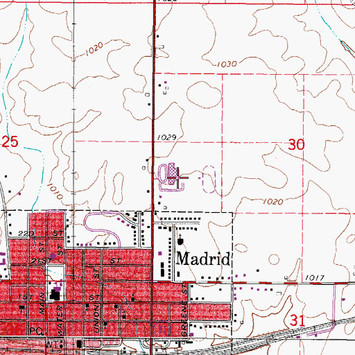 Topographic Map of Madrid Junior High School, IA