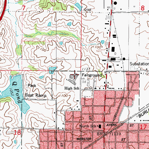 Topographic Map of Clarke Middle School, IA