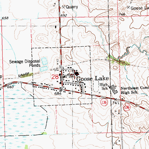 Topographic Map of Northeast Alternative High School, IA