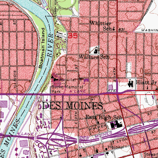 Topographic Map of Holy Family School, IA