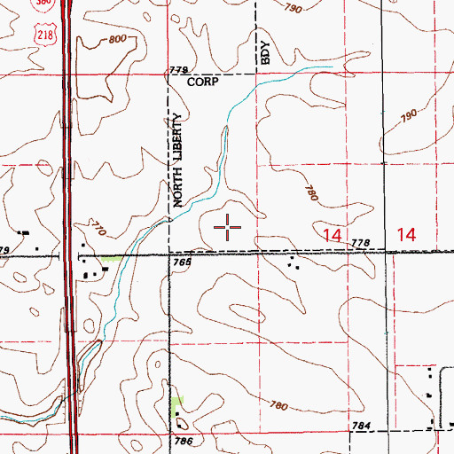 Topographic Map of North Bend Elementary School, IA