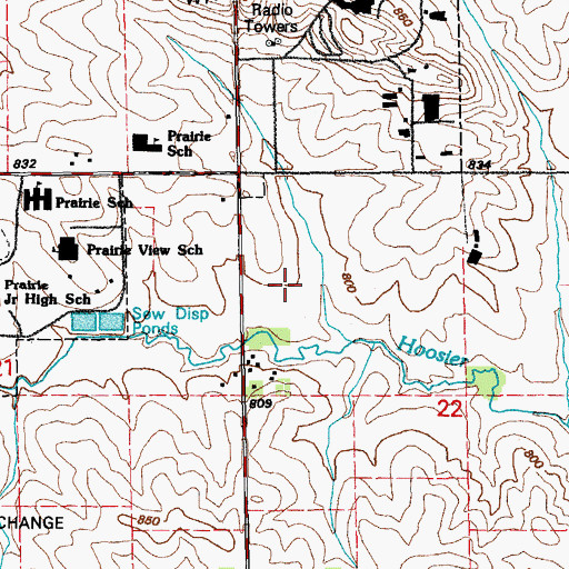 Topographic Map of Prairie Point 9th Grade Academy, IA