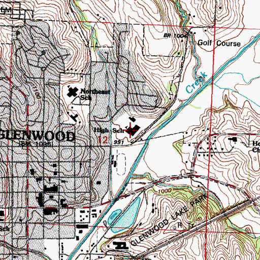 Topographic Map of Glenwood Central School, IA