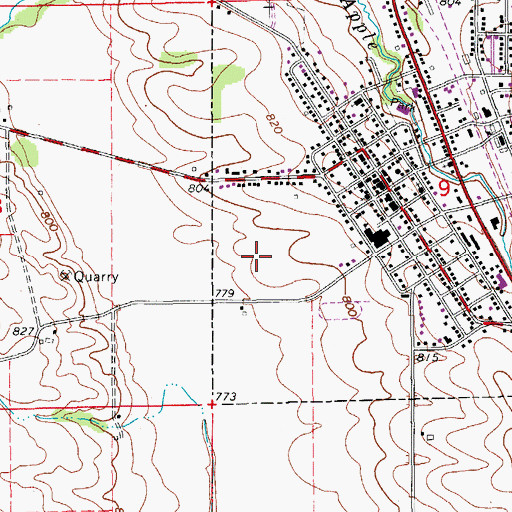 Topographic Map of Center Point - Urbana High School, IA
