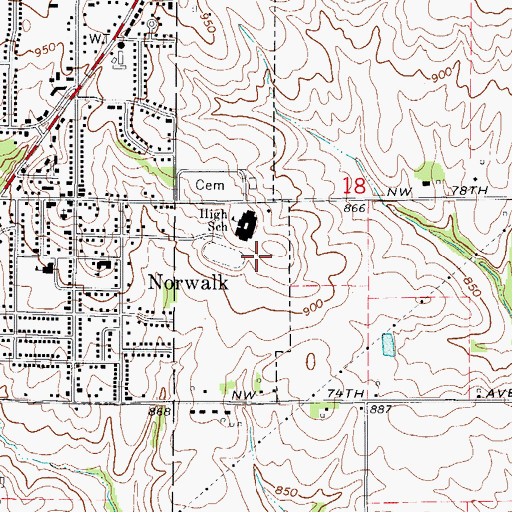 Topographic Map of Norwalk Eastview 8 / 9 School, IA