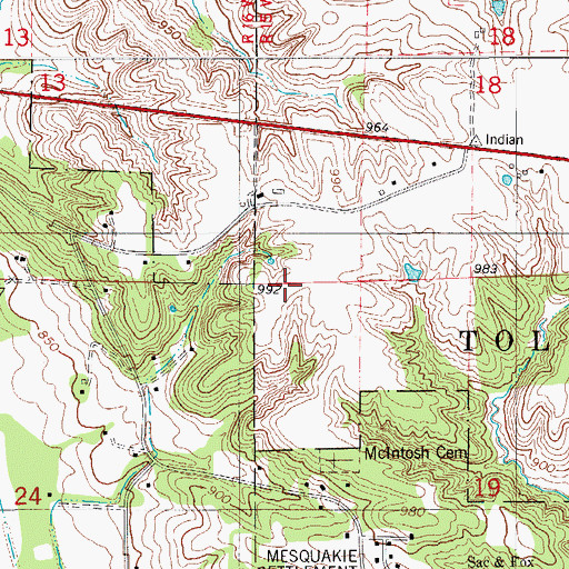 Topographic Map of Meskwaki Settlement School - Middle / High School, IA