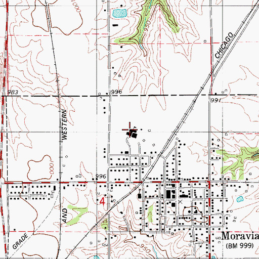 Topographic Map of Moravia Junior High School, IA