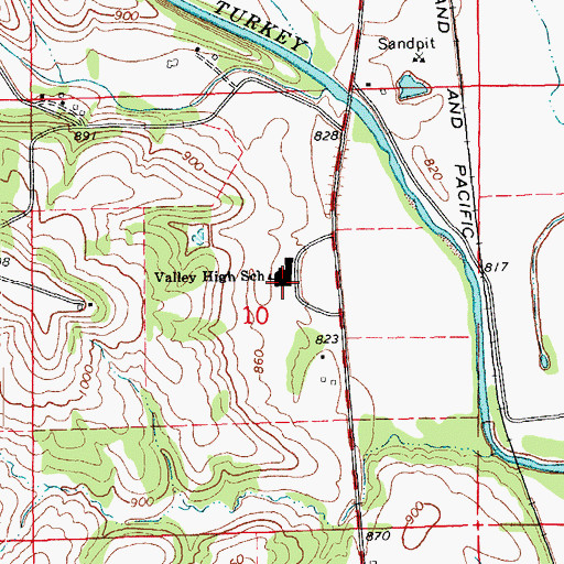 Topographic Map of Valley Middle School, IA