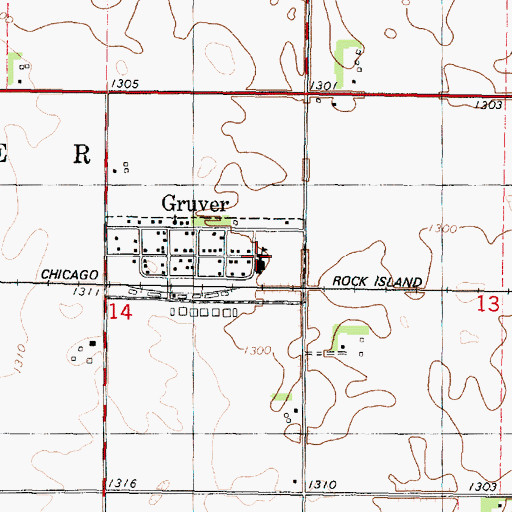 Topographic Map of Forest Ridge School, IA