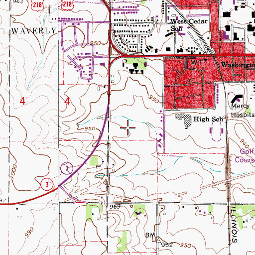 Topographic Map of Waverly - Shell Rock Middle School, IA