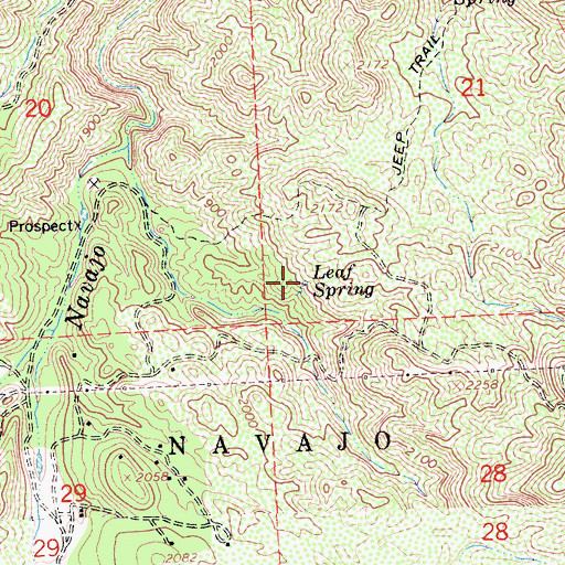 Topographic Map of Leaf Spring, CA