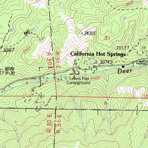 Topographic Map of Leavis Flat Campground, CA