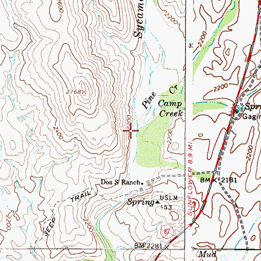 Topographic Map of Camp Creek, AZ